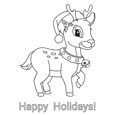 Tarjetas navideñas para imprimir gratis para colorear Rudolph Felices fiestas
