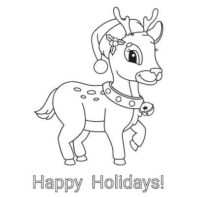 Free Printable Christmas Cards Coloring Rudolph Happy Holidays