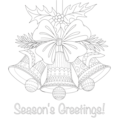 Tarjetas de Navidad para imprimir gratis Para colorear Estaciones, Saludos, Campanas, Doodle