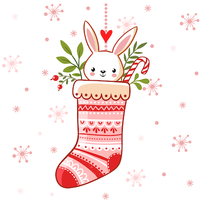 Free Printable Christmas Cards Cute Bunny Stocking