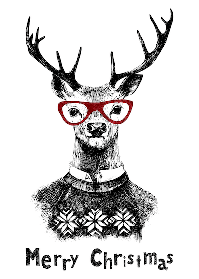 Free Printable Christmas Cards Deer Jumper Merry