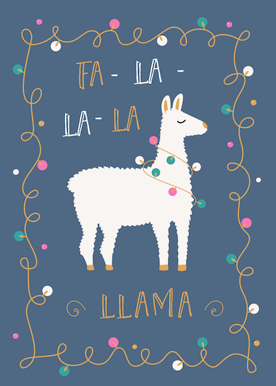 Free Printable Christmas Cards Falalala Llama