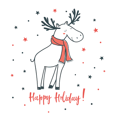 Free Printable Christmas Cards Happy Holidays Cute Deer Scarf