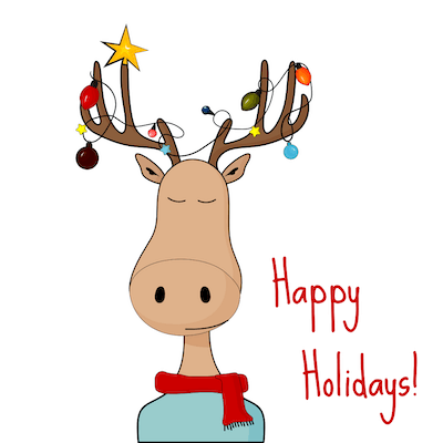 Free Printable Christmas Cards Happy Holidays Decorated Antlers Deer