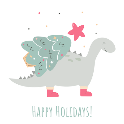Free Printable Christmas Cards Happy Holidays Dinosaur Tree