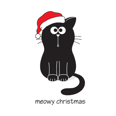 Free Printable Christmas Cards Meowy Christmas Cute Cat Santa Hat