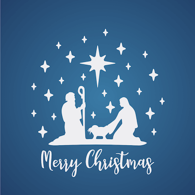 Free Printable Christmas Cards Merry Jesus Mary Joseph Blue