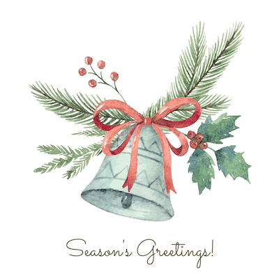 Free Printable Christmas Cards Seasons Greetings Holly Fir Bell