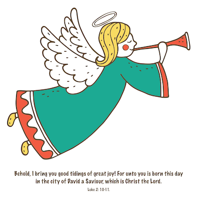 Free Printable Christmas Cards Tidings of Joy Angel Trumpet Luke 2 10 11