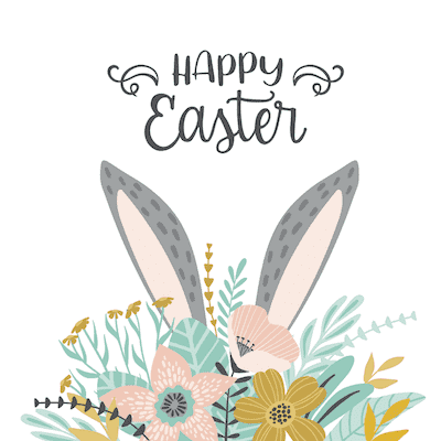 Free Printable Easter Cards 5x5 Bunny Ears Flowers