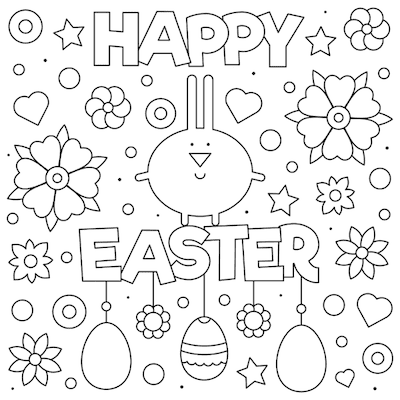 Free Printable Easter Cards 5x5 Coloring Easter Flowers Bunny