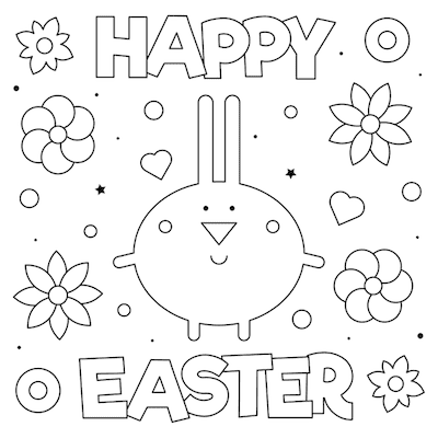 Free Printable Easter Cards 5x5 Coloring Easter Flowers Bunny Easy