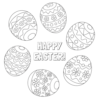 Free Printable Easter Cards 5x5 Coloring Patterned Eggs