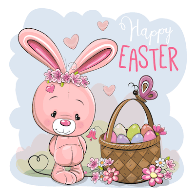 Free Printable Easter Cards 5x5 Cute Bunny Basket Eggs