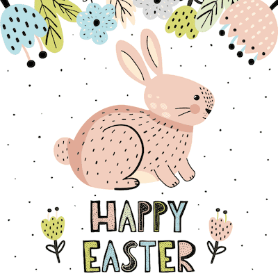 Free Printable Easter Cards 5x5 Speckled Bunny Flowers