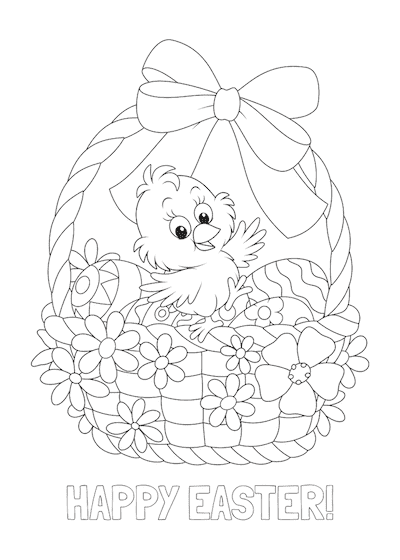 Free Printable Easter Cards 5x7 Coloring Chick Easter Basket