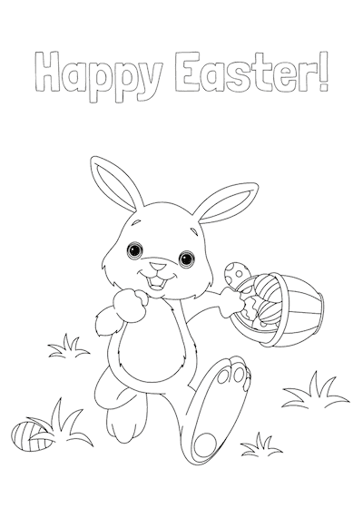 Free Printable Easter Cards 5x7 Coloring Easter Bunny Eggs Basket
