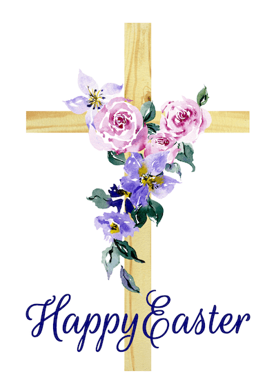 Free Printable Easter Cards Cross Watercolor Roses Flowers