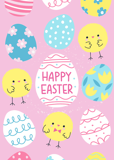 Free Printable Easter Cards Happy Easter Cute Chicks Colorful Eggs