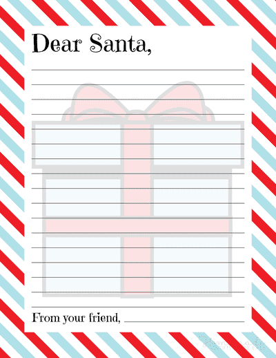 Free Printable Letter to Santa Candy Cane Border Gift Background