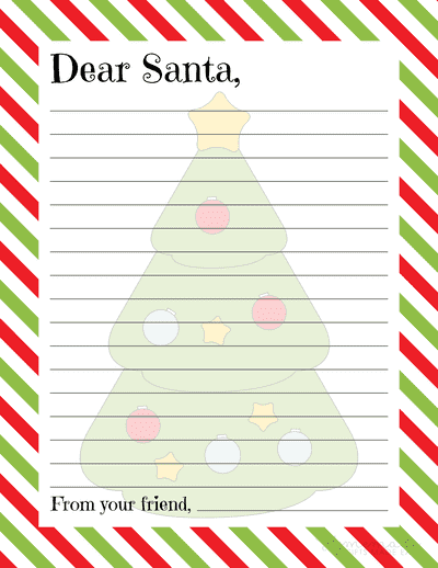 Free Printable Letter to Santa Candy Cane Border Tree Background