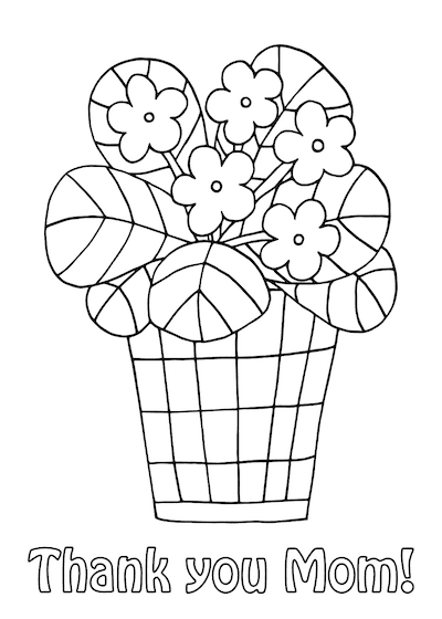 Free Printable Mothers Day Cards Flower Pot to Color