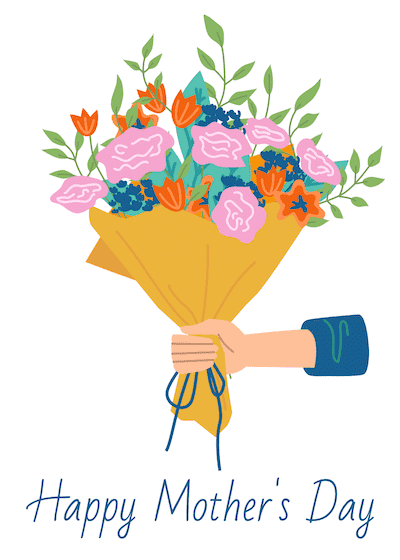 Free Printable Mothers Day Cards Hand Holding Beautiful Bouquet of Flowers