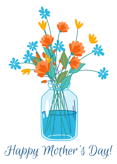 Free Printable Mothers Day Cards Jar of Flowers