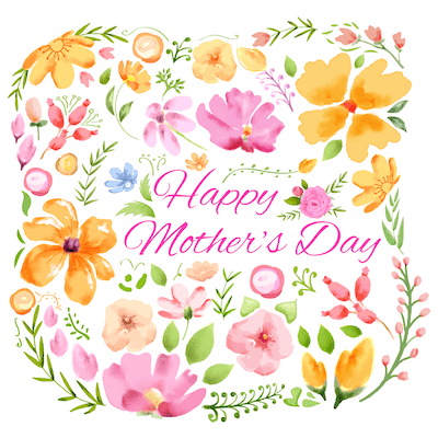 Free Printable Mothers Day Cards Orange Pink Watercolor Flowers