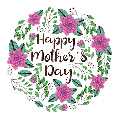 Free Printable Mothers Day Cards Purple Flowers Green Leaves