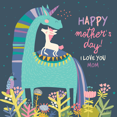 Free Printable Mothers Day Cards Unicorns