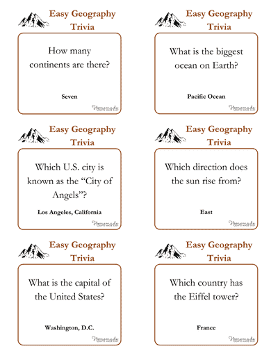 Geography Trivia Easy