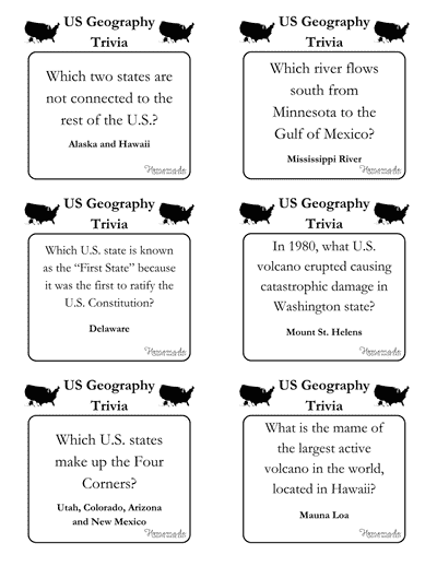 Geography Trivia Usa