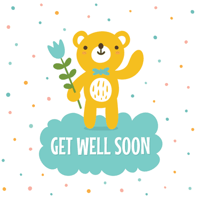 Get Well Soon - Watercolour Teddy Bear and Heart Greeting Card