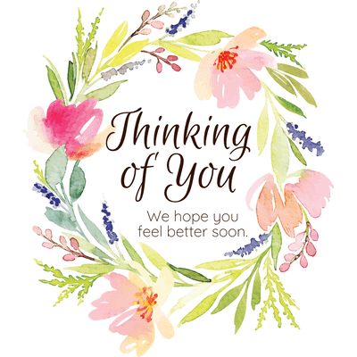 Get Well Soon Cards Watercolor Flower Wreath Thinking of You