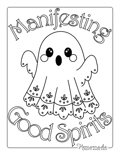 Ghost Coloring Pages Cute Boho Aesthetic Ghost Outline Good Spirits