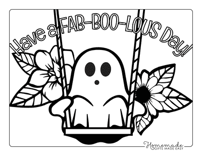 Ghost Coloring Pages Ghost on a Swingset Floral