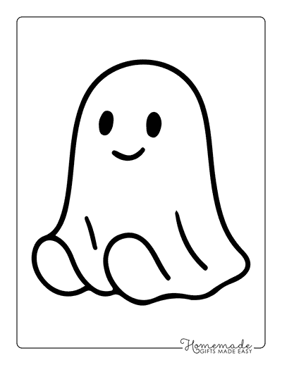 Ghost Templates Cute Sitting Halloween Ghost Outline Printable