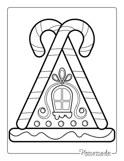 Gingerbread Coloring Pages Gingerbread House Coloring Page Candy Cane Roof