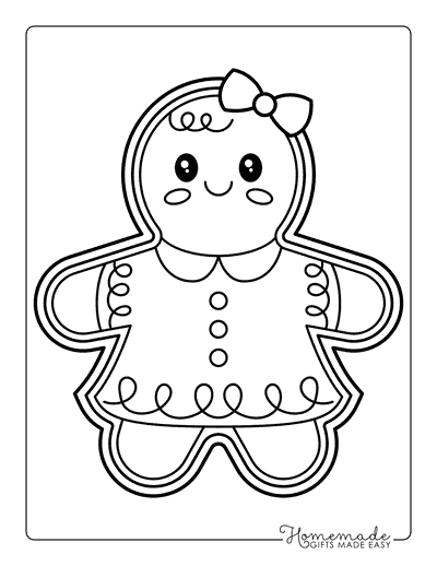 Gingerbread Coloring Pages Kawaii Gingerbread Girl Coloring Page
