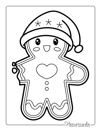 Gingerbread Coloring Pages Kawaii Gingerbread Man Outline Missing Arm