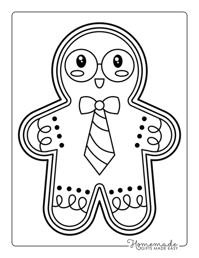 Gingerbread Coloring Pages Kawaii Nerdy Gingerbread Man Outline