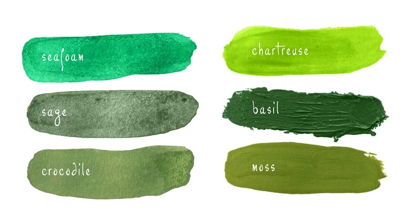 green and yellow make paint swatches
