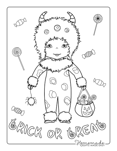Halloween Coloring Pages Animal Trick Treat Costume
