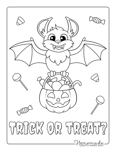 Halloween Coloring Pages Bat Pumpkin Trick or Treat