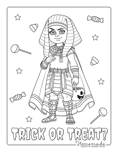 Halloween Coloring Pages Boy Pharoah Costume Trick Treat