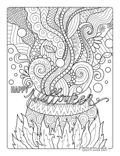 Halloween Coloring Pages Cauldron Swirls Intricate Pattern