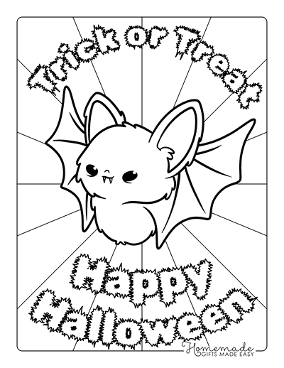 Halloween Coloring Pages Cute Vampire Bat Happy Halloween