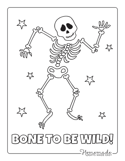 Halloween Coloring Pages Dancing Skeleton Bones