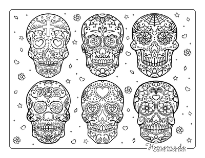 Halloween Coloring Pages Day of Dead 6 Sugar Skulls